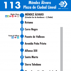 Horario de ida Línea 113 Autobuses EMT