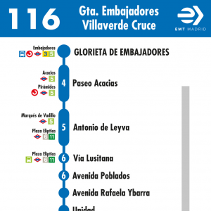 Horario de ida Línea 116 Autobuses EMT