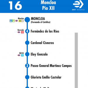 Horario de ida Línea 16 Autobuses EMT