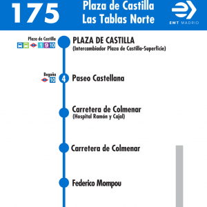 Horario de ida Línea 175 Autobuses EMT