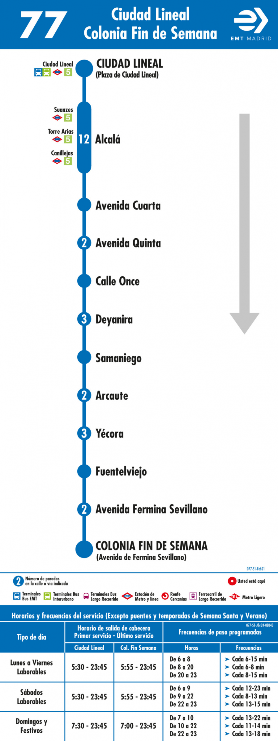 Horario de ida