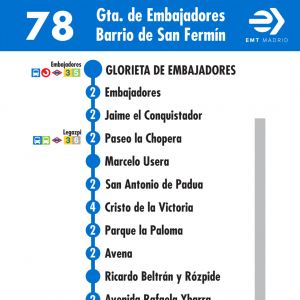Horario de ida Línea 78 Autobuses EMT