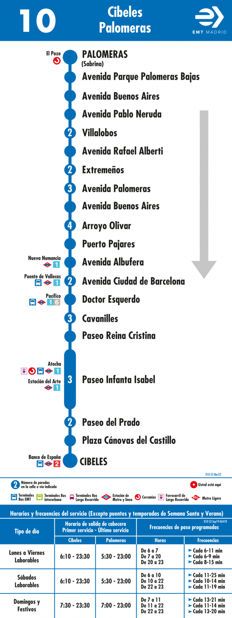 Horario de vuelta