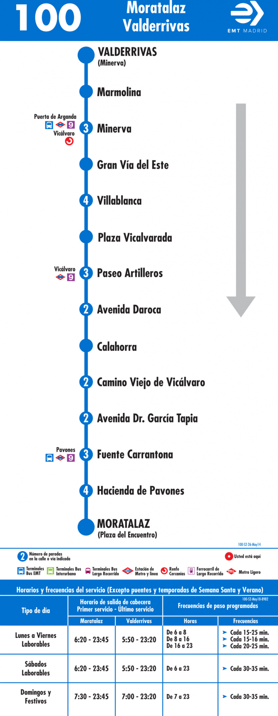 Horario de vuelta