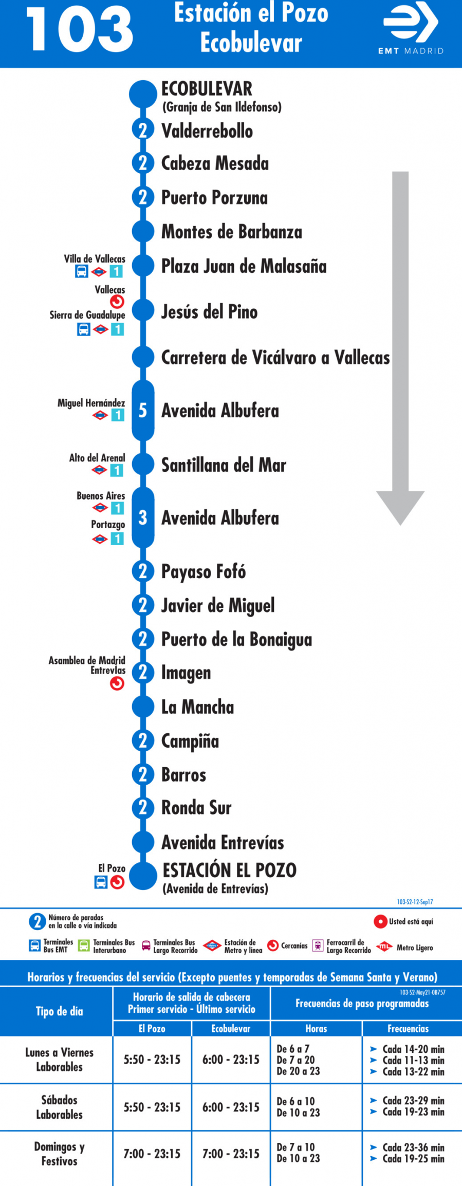 Horario de vuelta