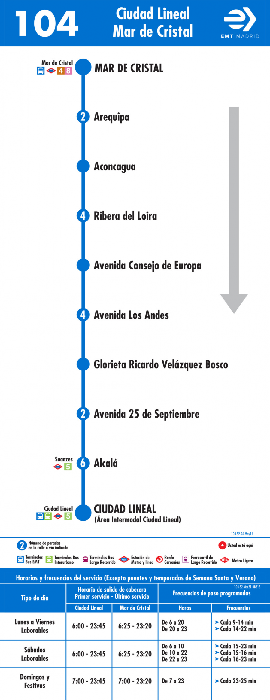 Horario de vuelta