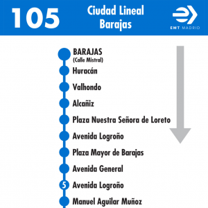 Horario de vuelta Línea 105 Autobuses EMT