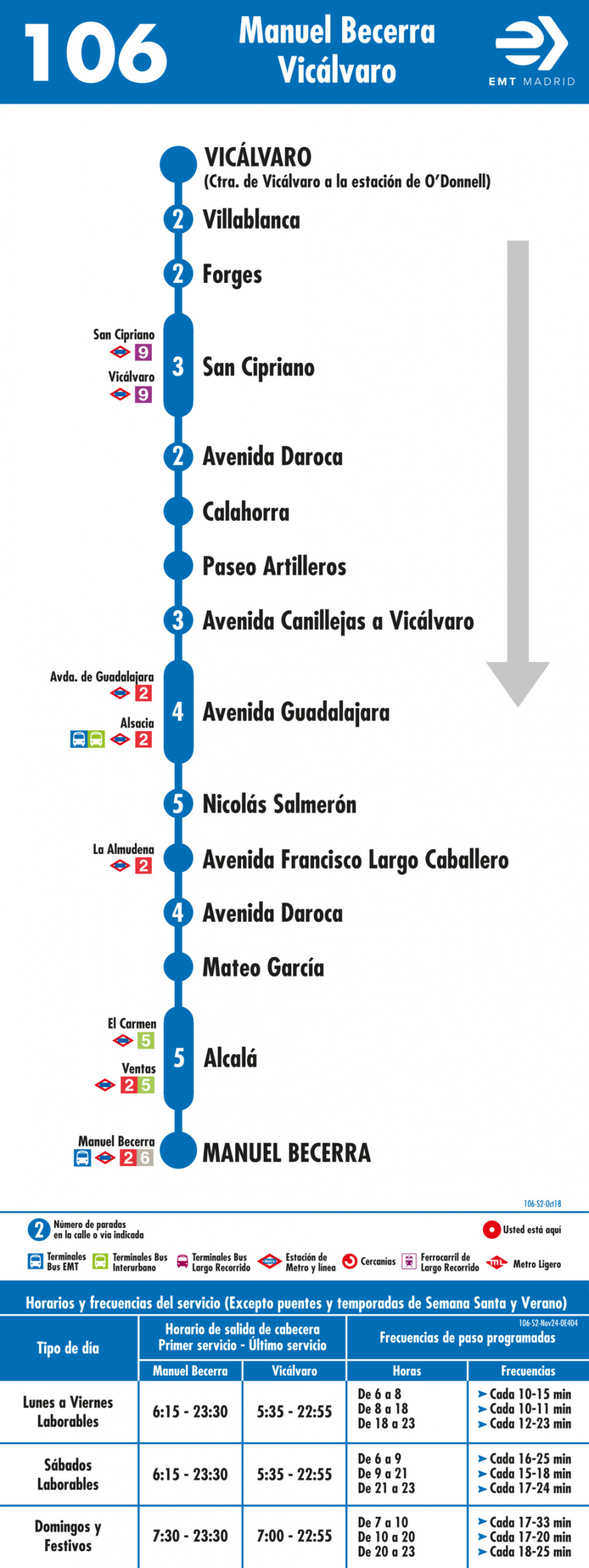 Horario de vuelta