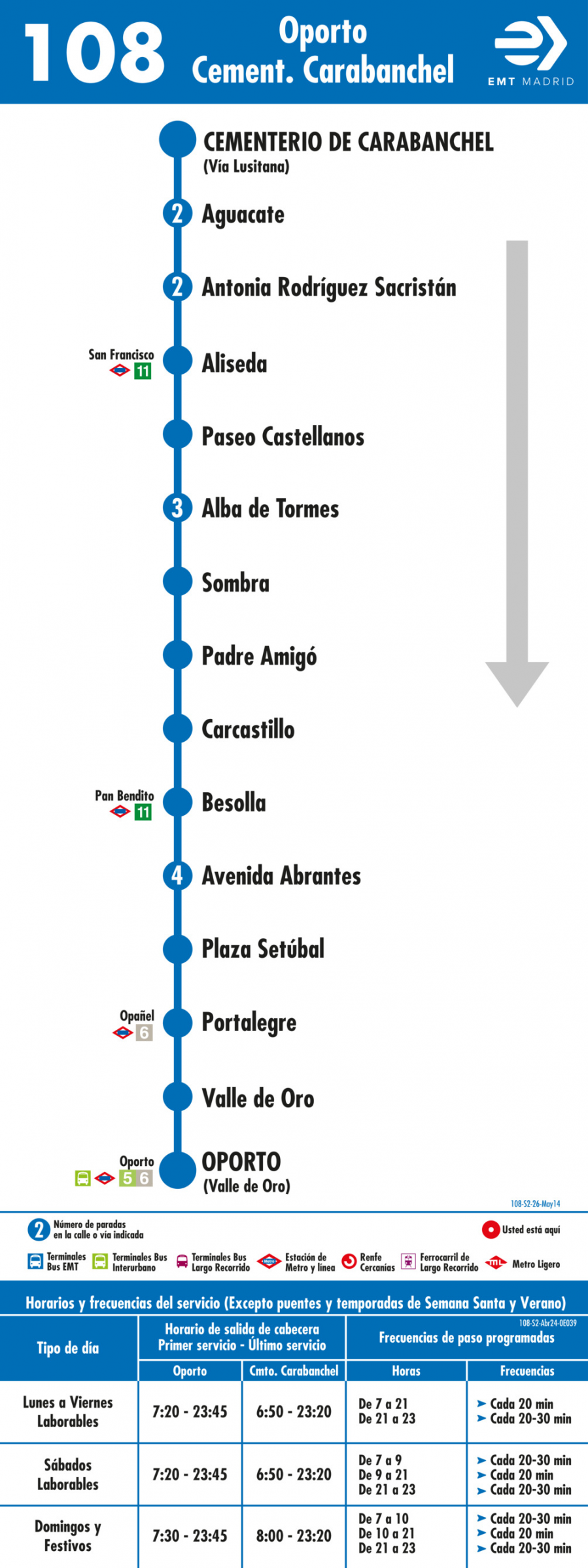 Horario de vuelta