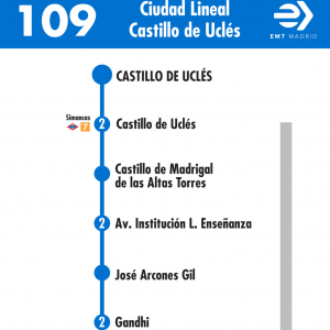 Horario de vuelta Línea 109 Autobuses EMT