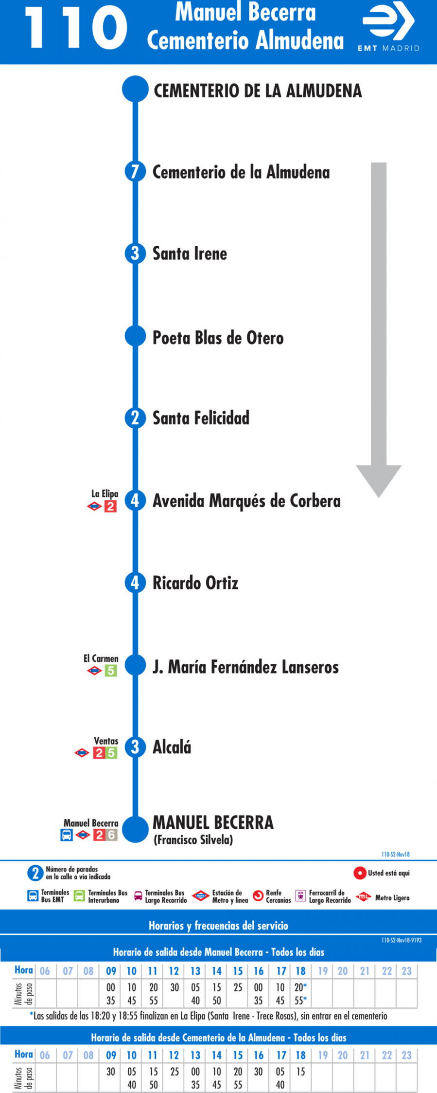 Horario de vuelta