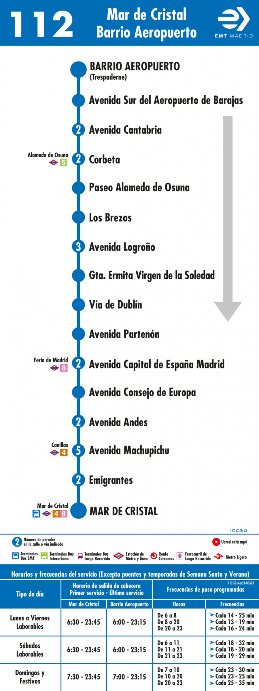 Horario de vuelta