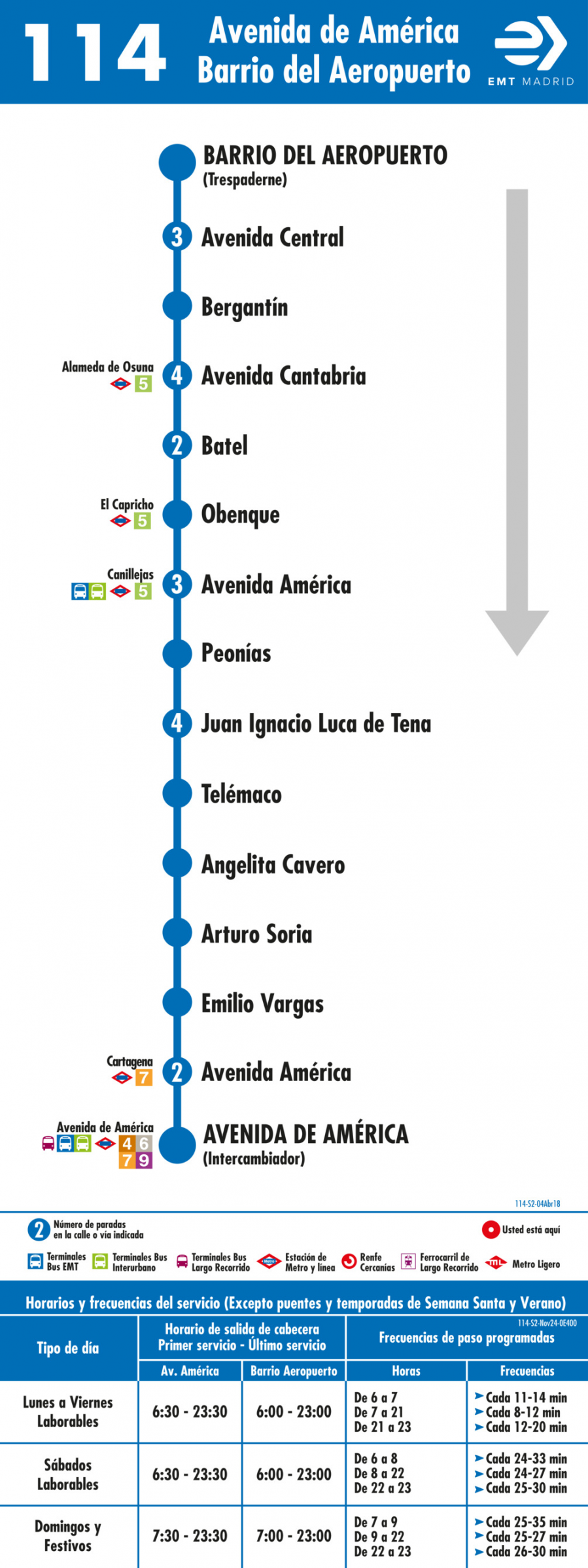 Horario de vuelta