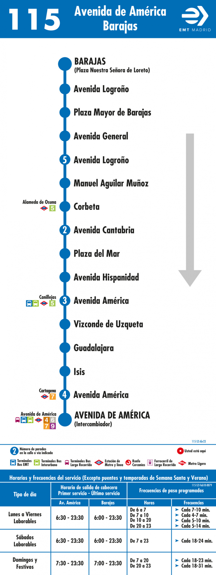 Horario de vuelta