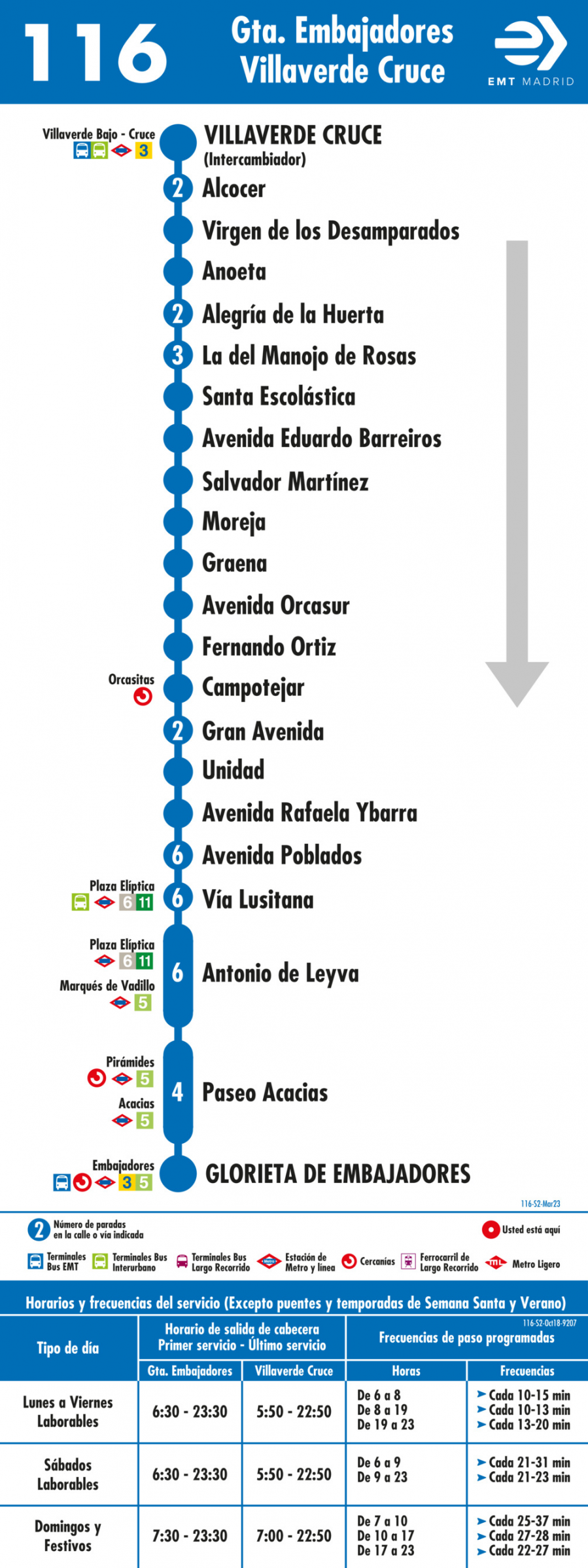 Horario de vuelta