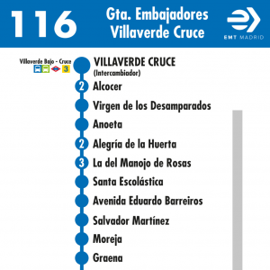 Horario de vuelta Línea 116 Autobuses EMT