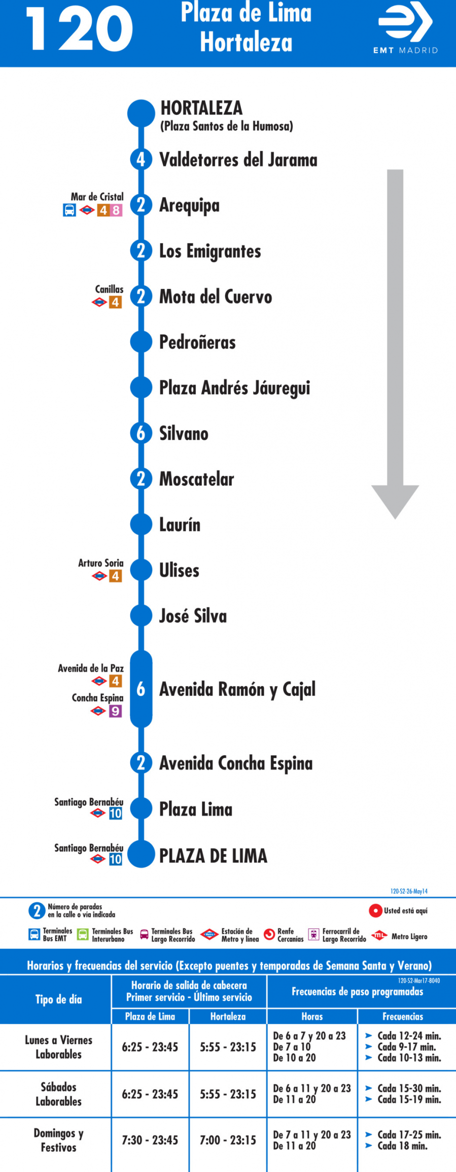 Horario de vuelta