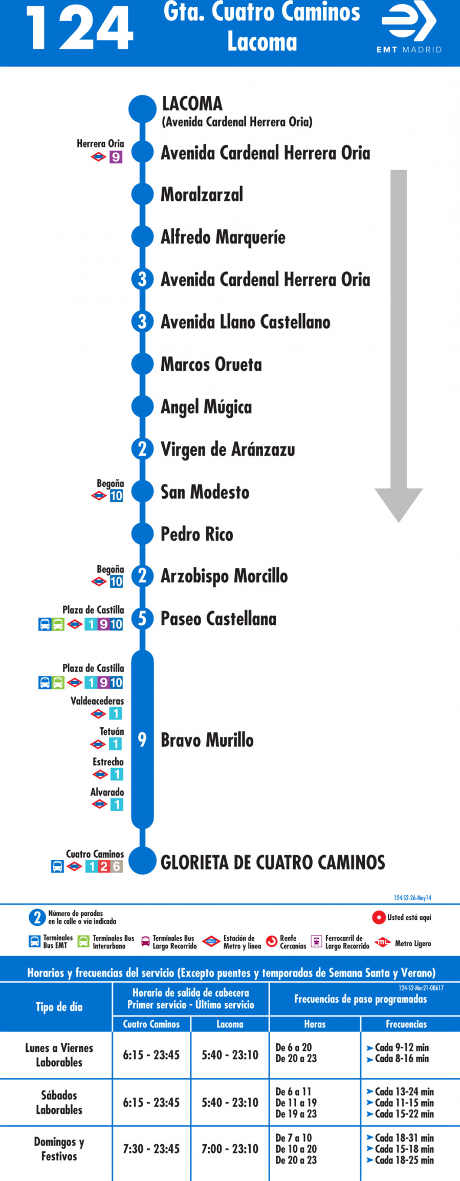 Horario de vuelta