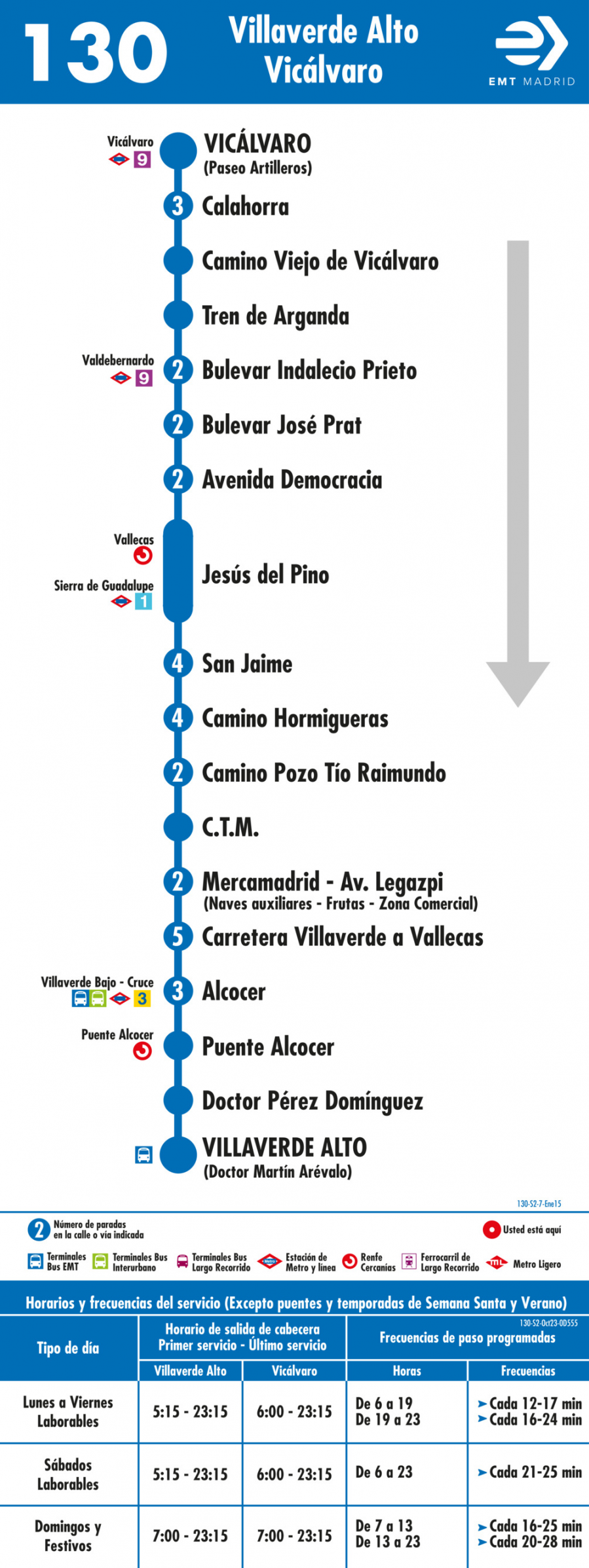 Horario de vuelta