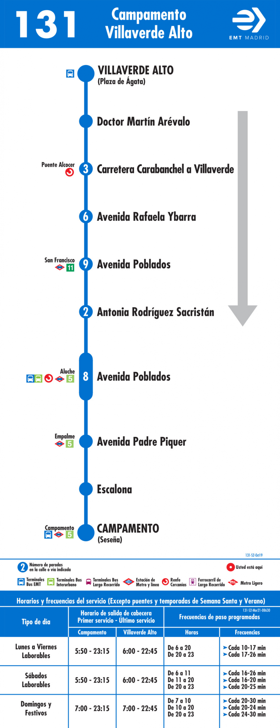 Horario de vuelta