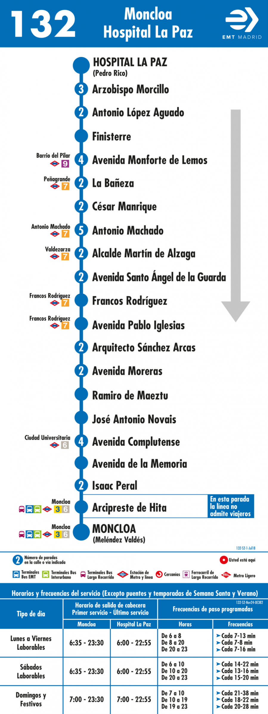 Horario de vuelta