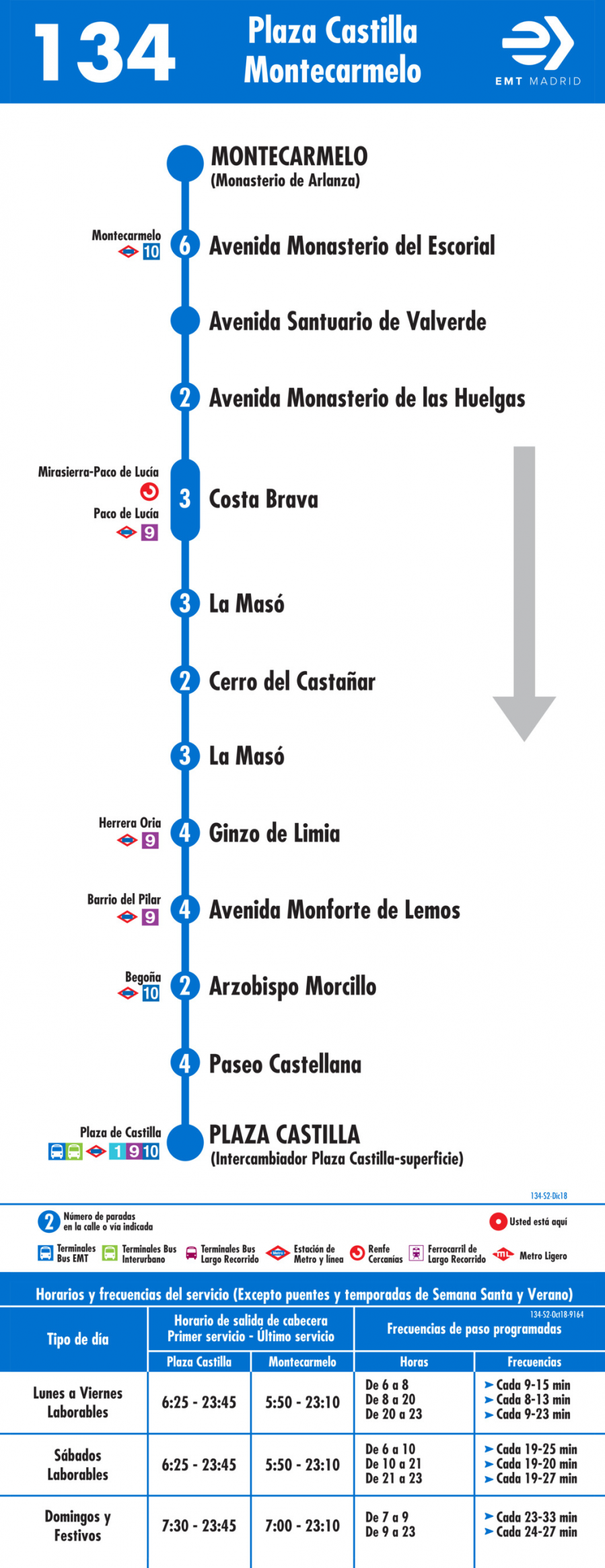 Horario de vuelta