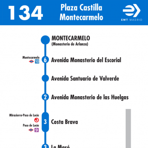 Horario de vuelta Línea 134 Autobuses EMT