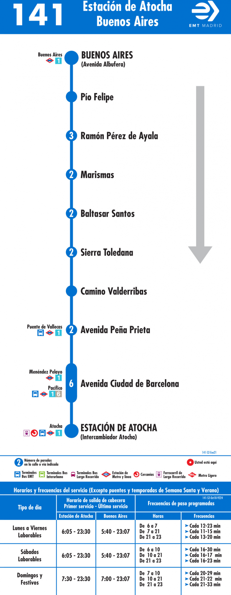 Horario de vuelta