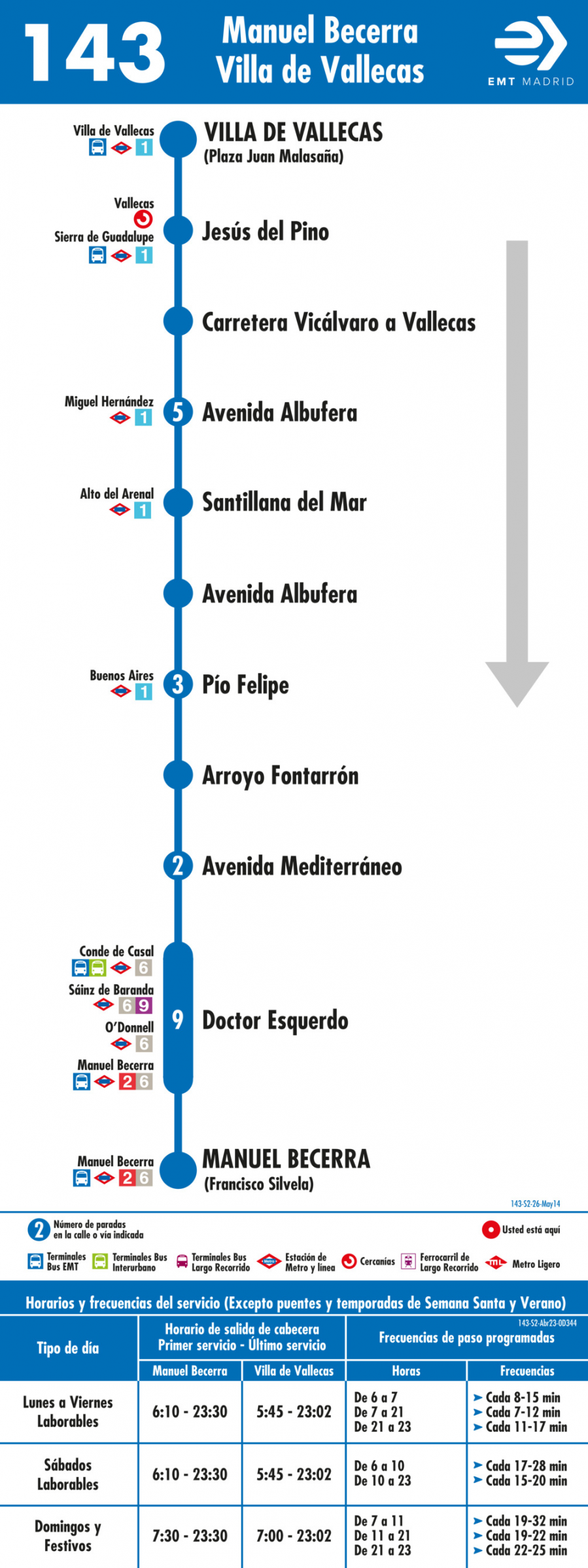 Horario de vuelta