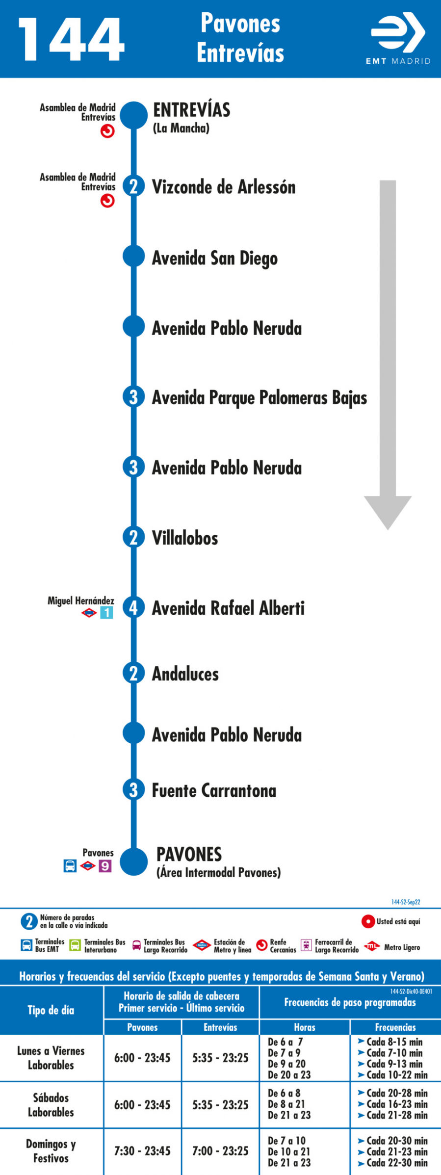 Horario de vuelta