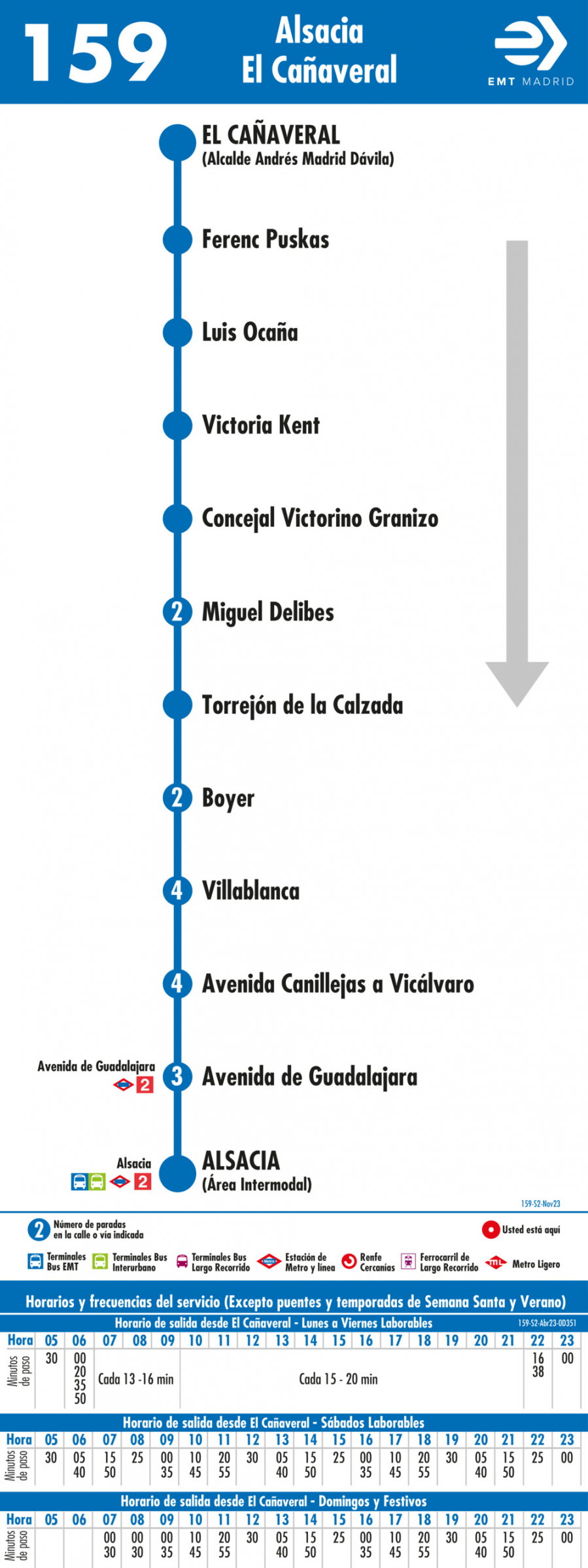 Horario de vuelta