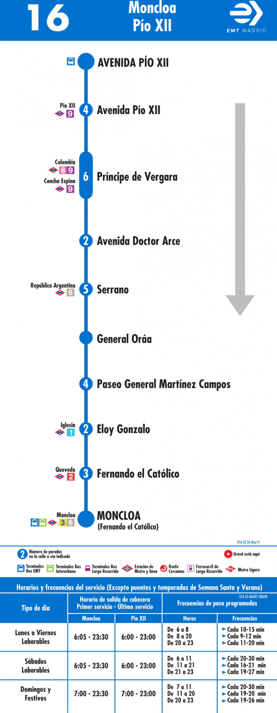 Horario de vuelta