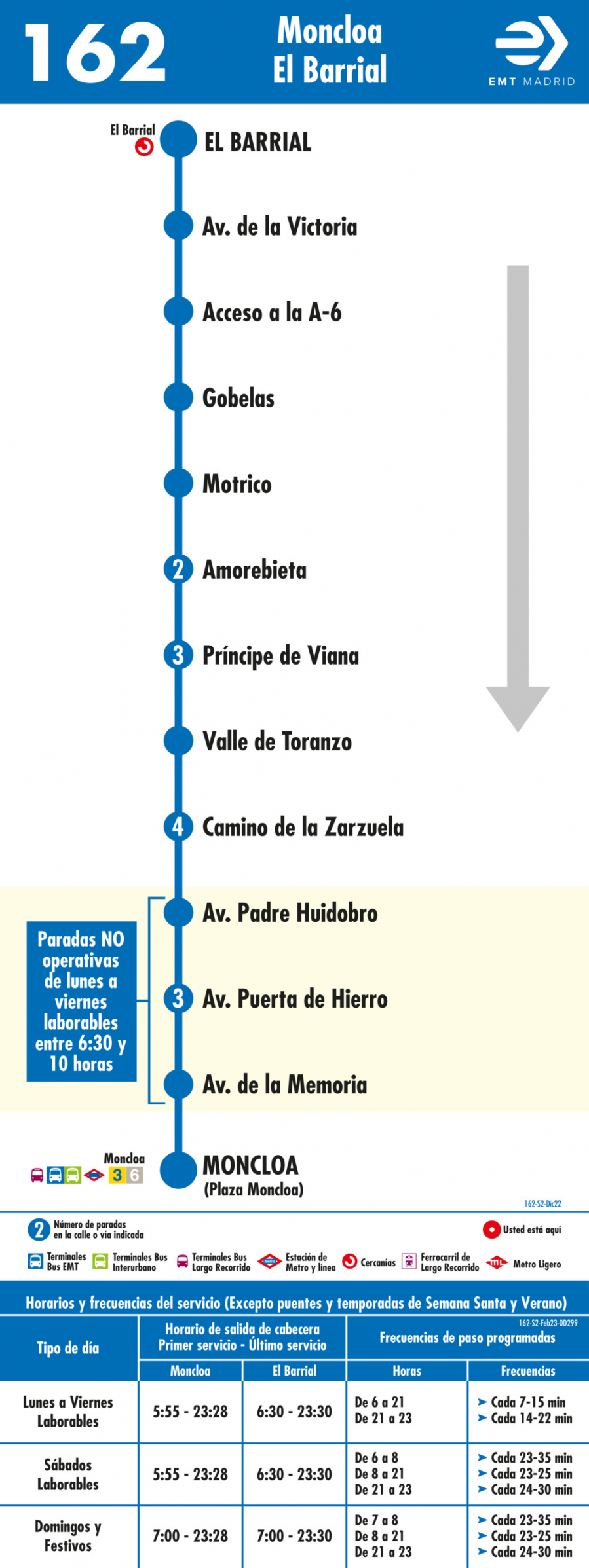 Horario de vuelta