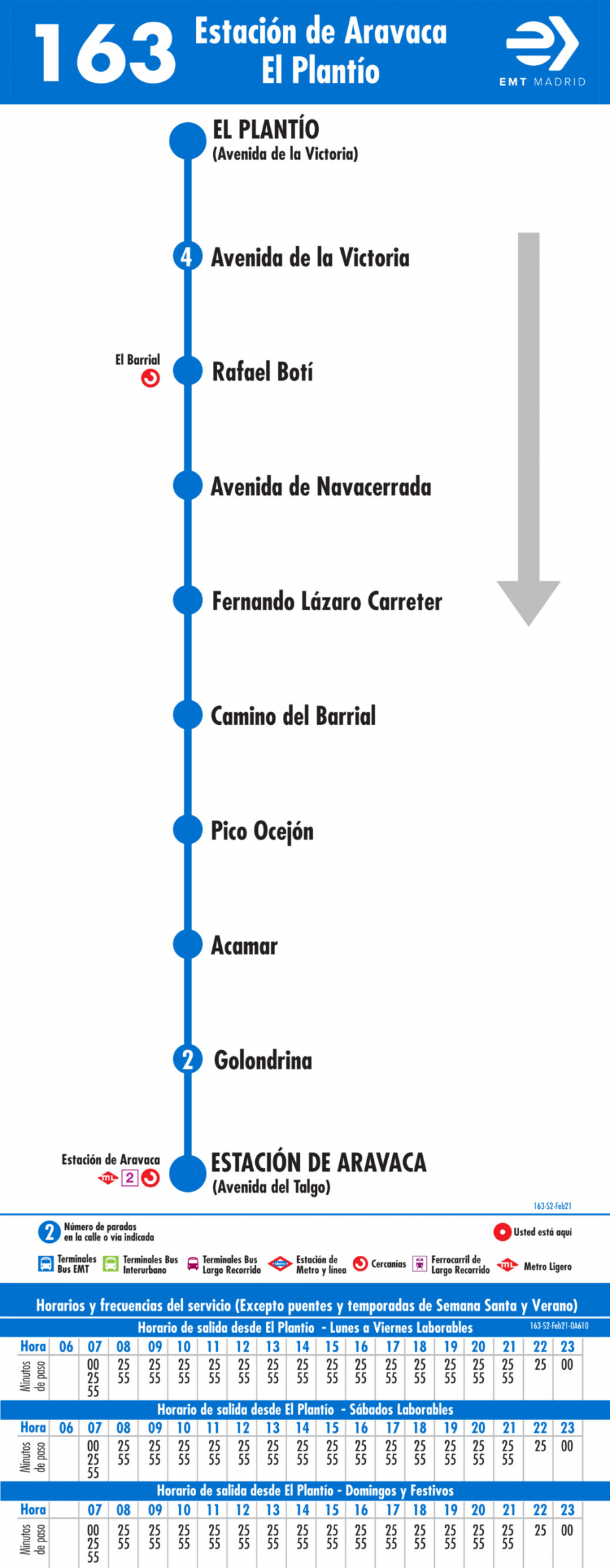 Horario de vuelta