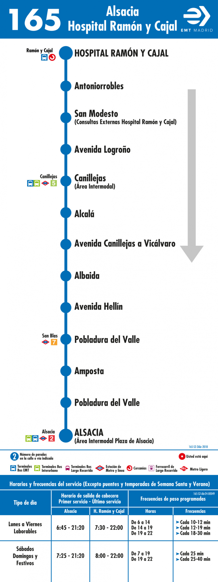 Horario de vuelta