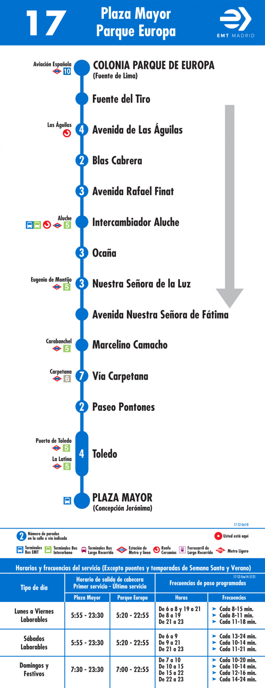 Horario de vuelta