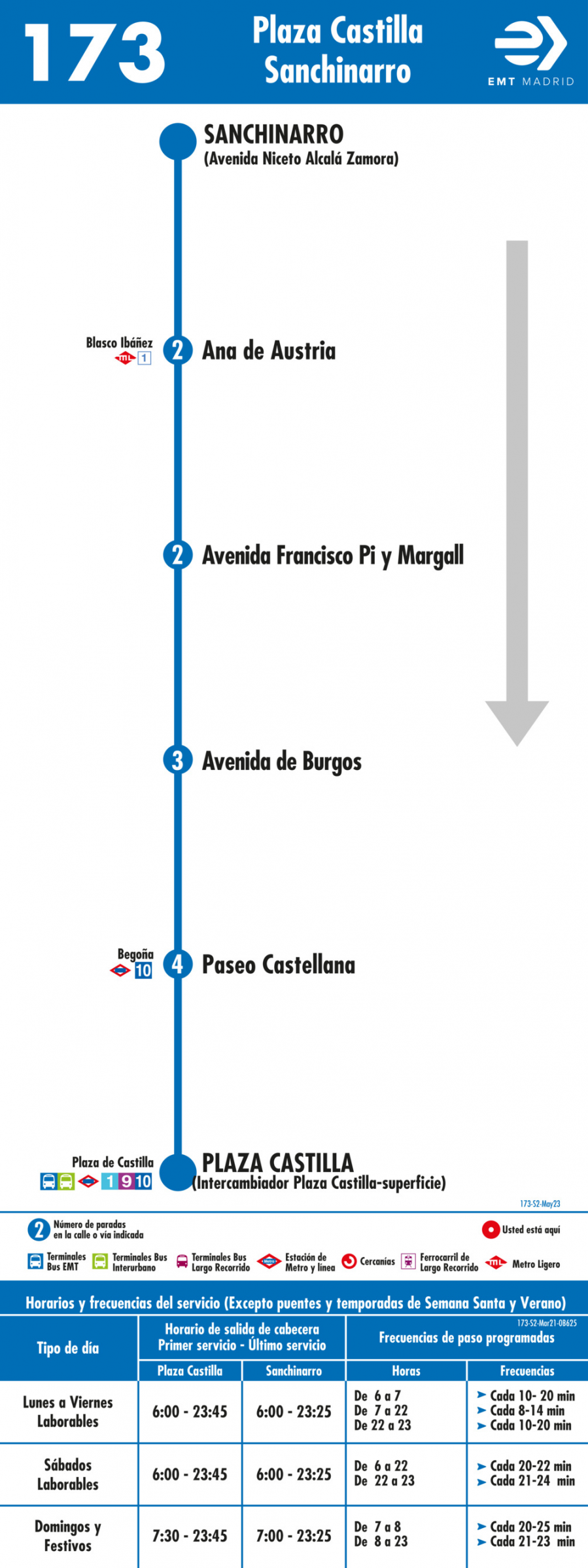 Horario de vuelta