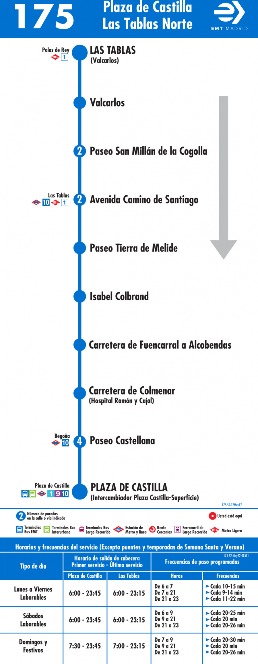 Horario de vuelta