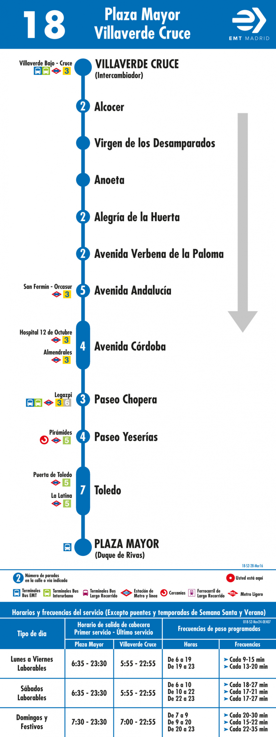 Horario de vuelta