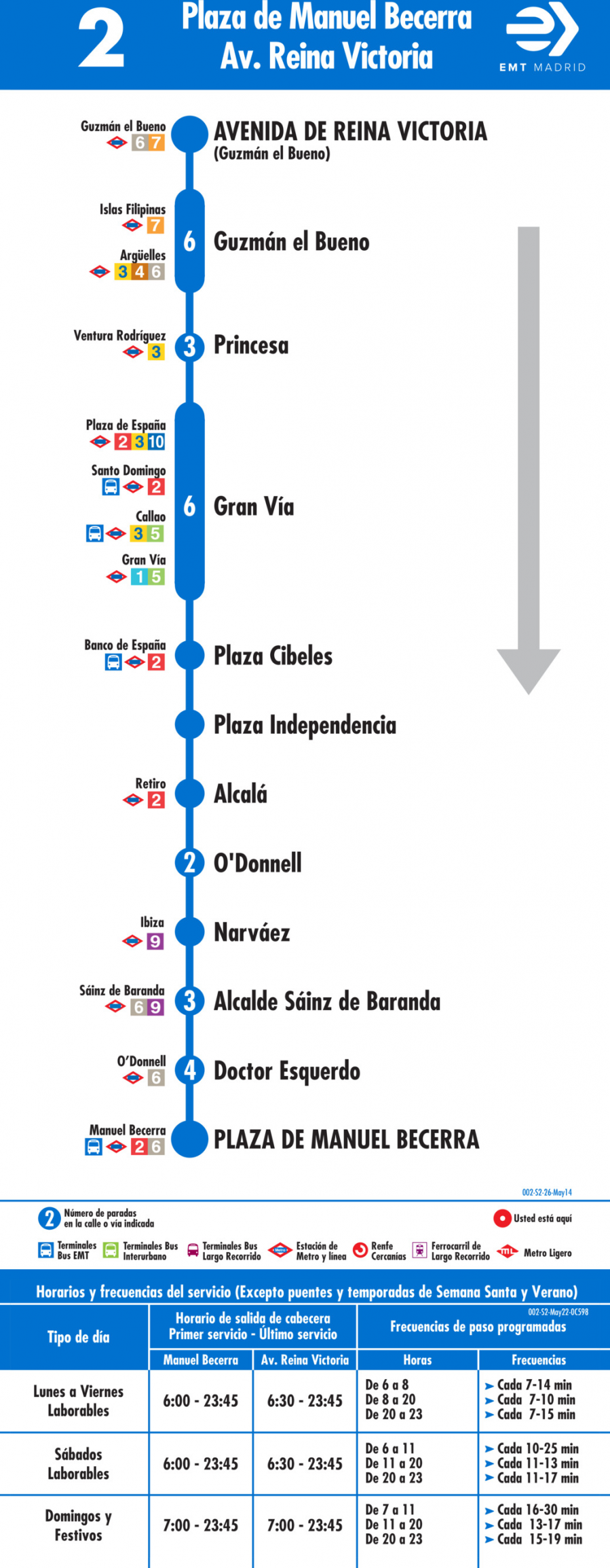 Horario de vuelta