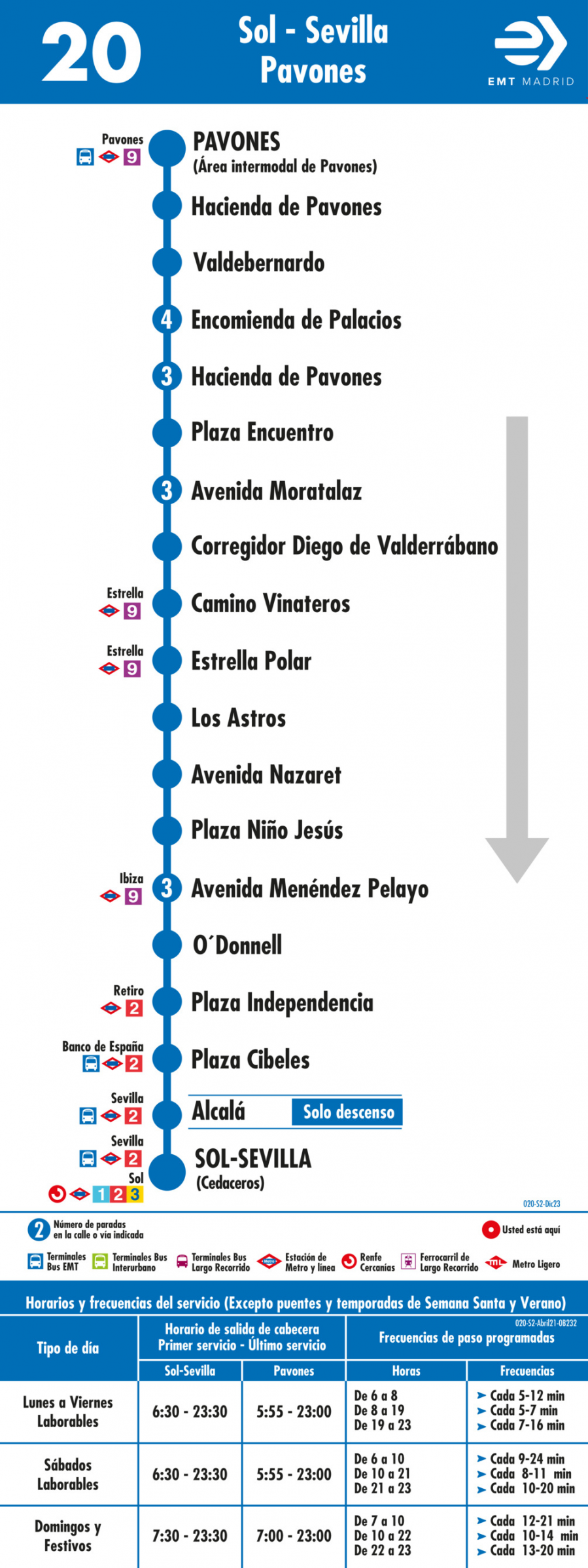 Horario de vuelta