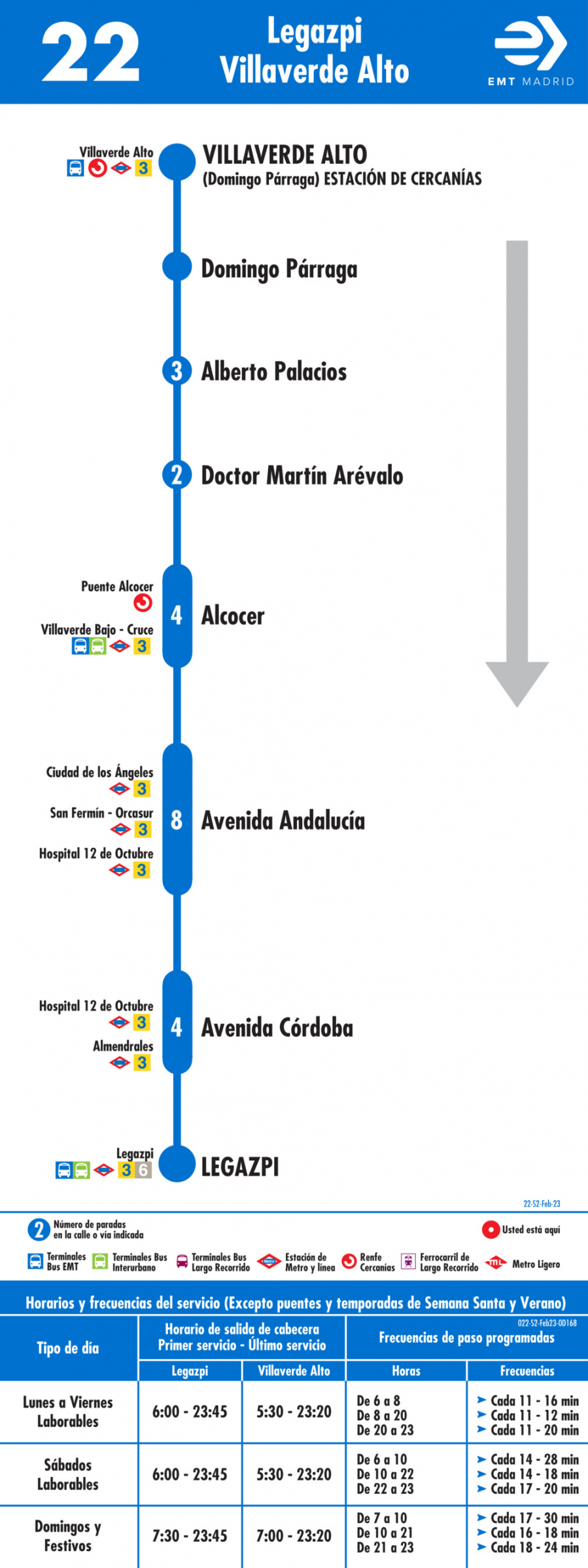 Horario de vuelta