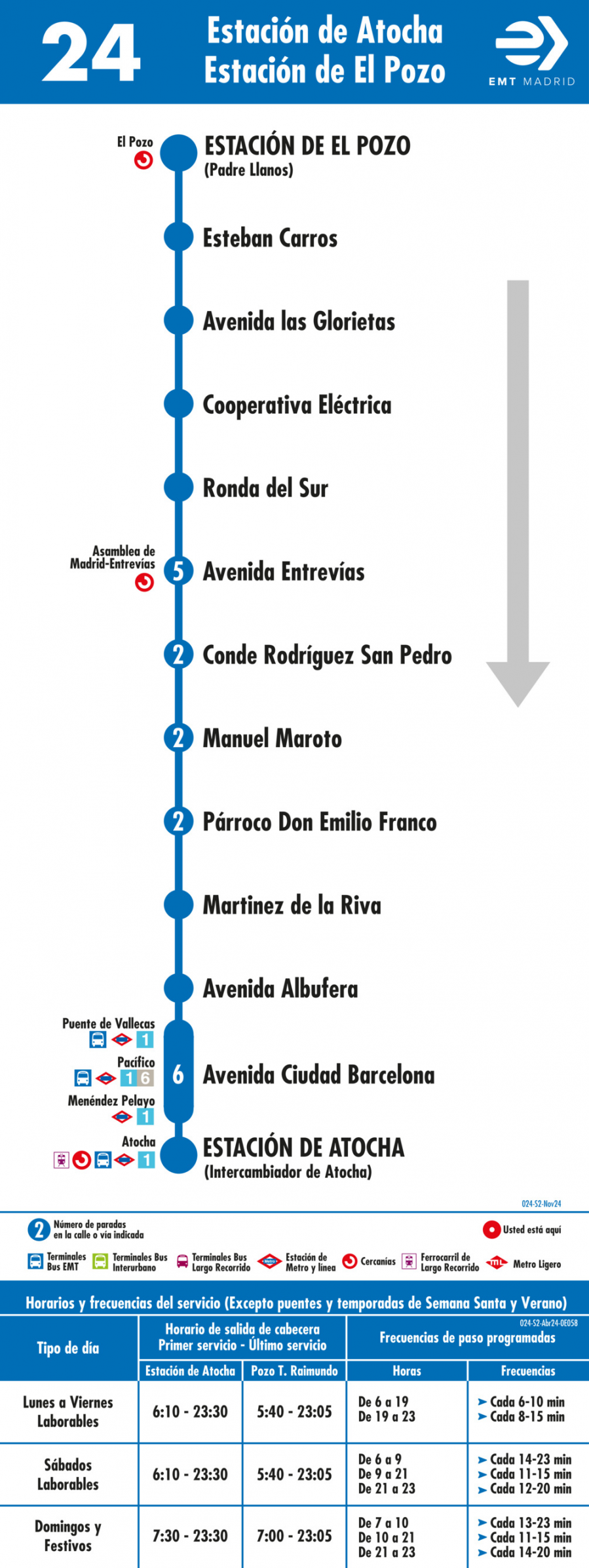 Horario de vuelta