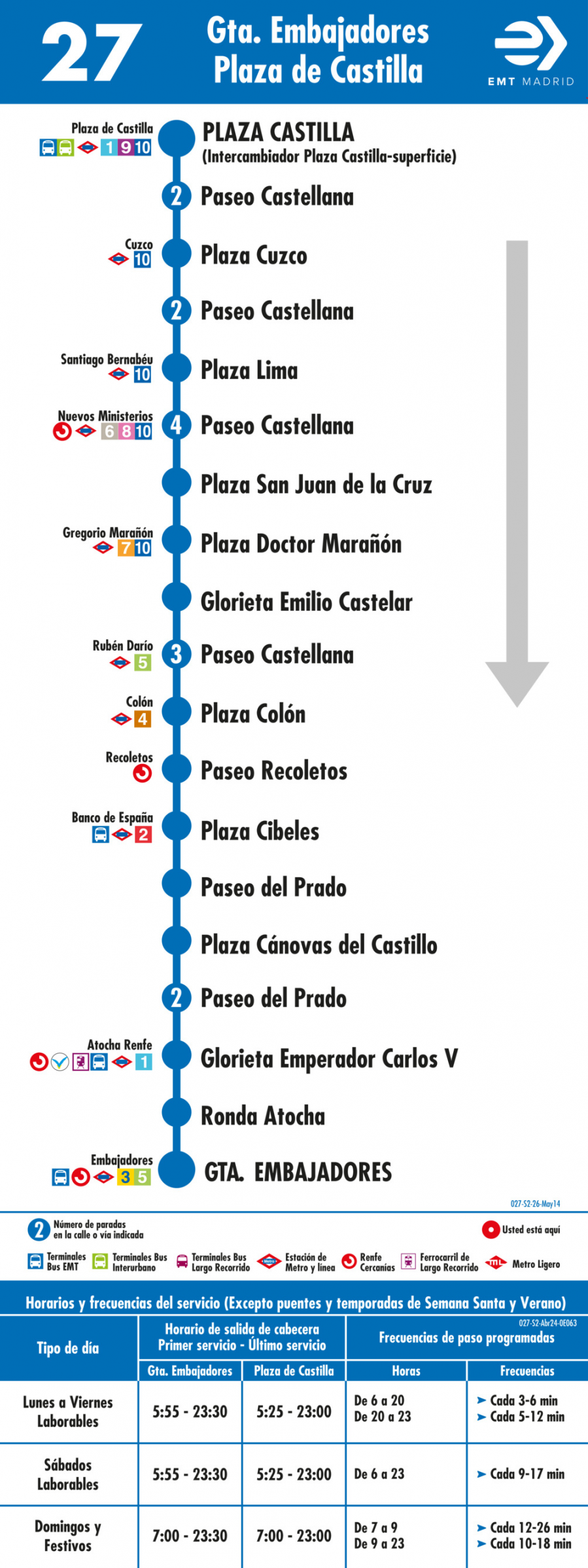 Horario de vuelta