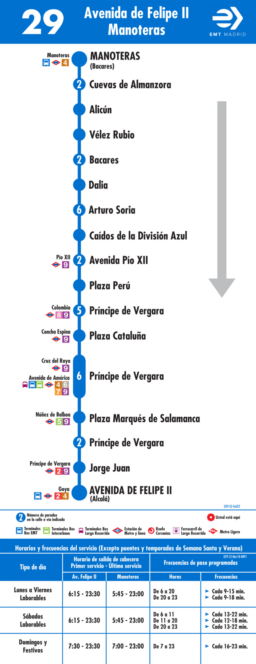 Horario de vuelta