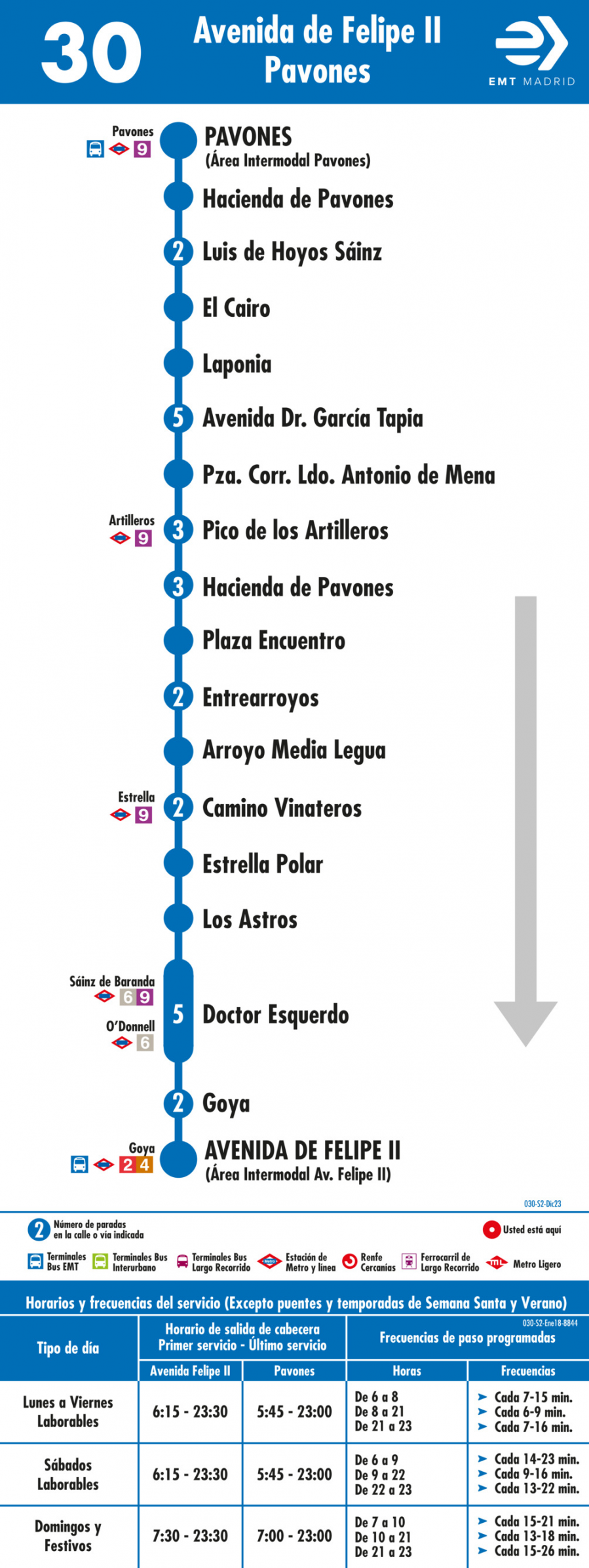 Horario de vuelta