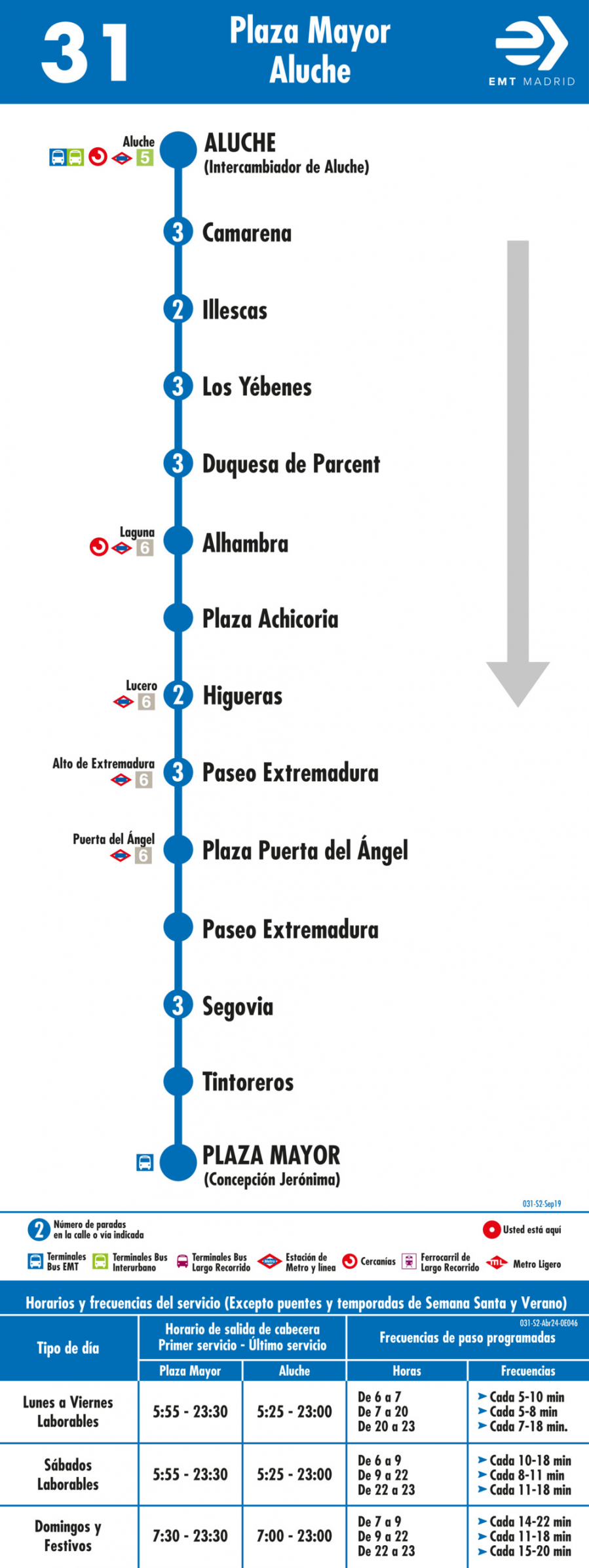 Horario de vuelta