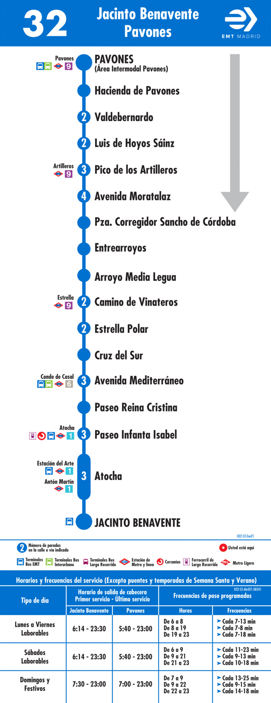 Horario de vuelta