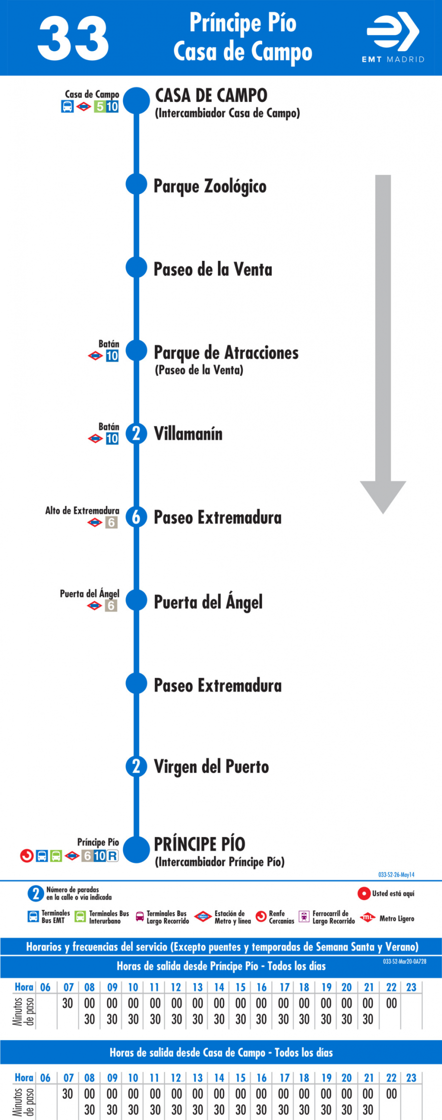 Horario de vuelta