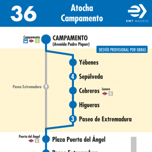 Horario de vuelta Línea 36 Autobuses EMT